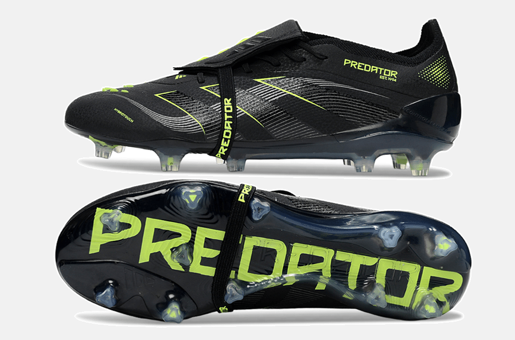 Chuteira Adidas Predator Elite Fold-Over Tongue FG - Preta, Cinza e Verde - Eletric Stealth Pack - MAGNUM SPORT*