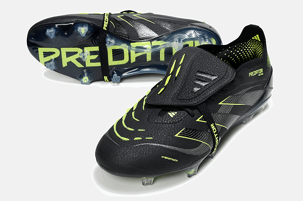 Chuteira Adidas Predator Elite Fold-Over Tongue FG - Preta, Cinza e Verde - Eletric Stealth Pack - MAGNUM SPORT*
