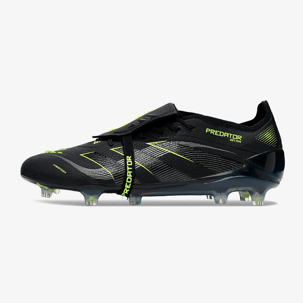 Chuteira Adidas Predator Elite Fold-Over Tongue FG - Preta, Cinza e Verde - Eletric Stealth Pack - MAGNUM SPORT*