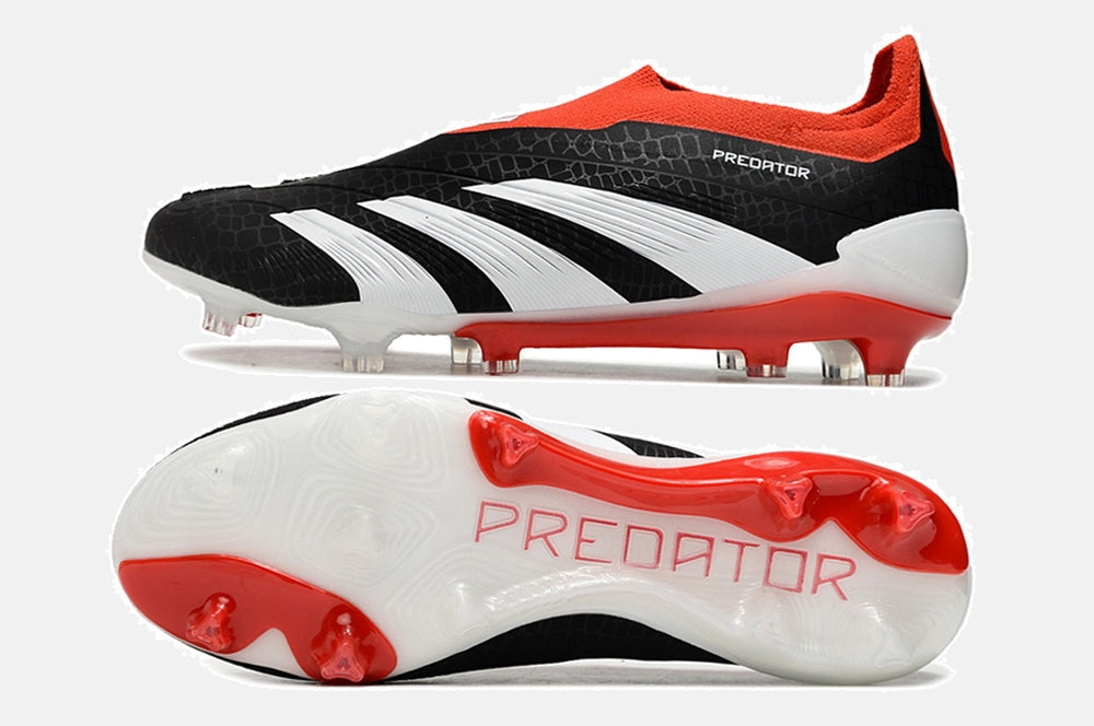 Chuteira Adidas Predator Elite Laceless FG - Preta, Branca e Vermelha