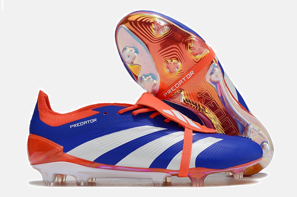 Chuteira Adidas Predator Elite Tongue FG - Azul, Branca e Laranja - imagem 9