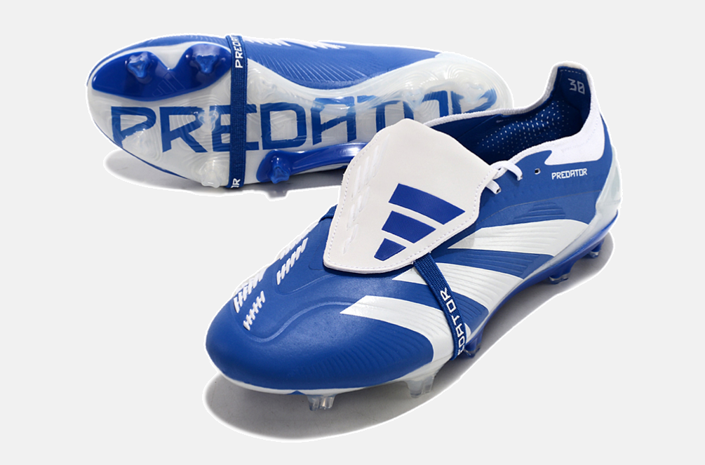 Chuteira Adidas Predator Elite Tongue FG - Azul e Branca
