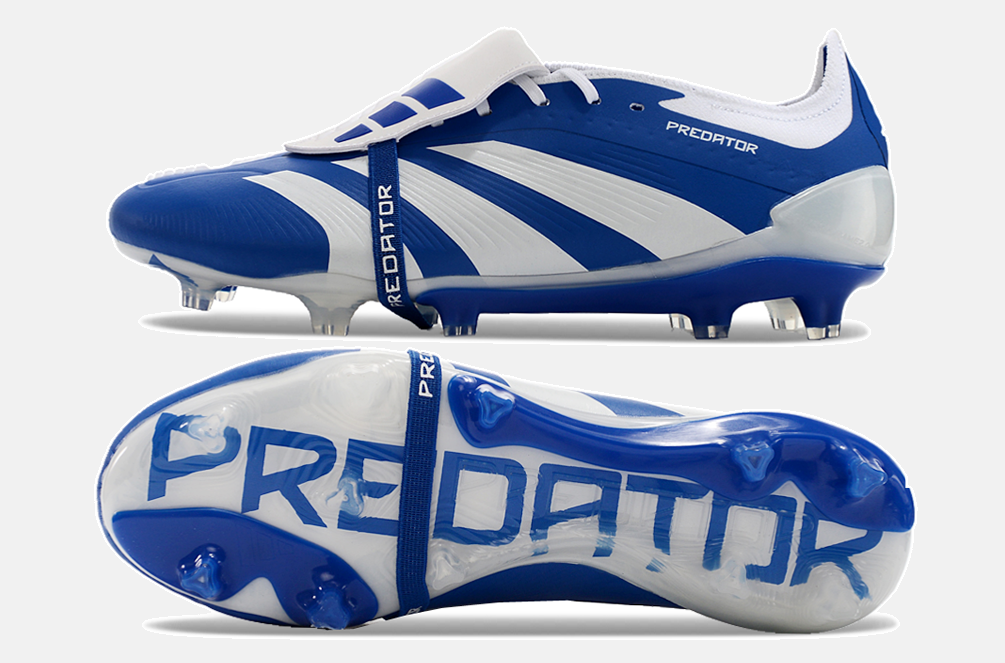 Chuteira Adidas Predator Elite Tongue FG - Azul e Branca