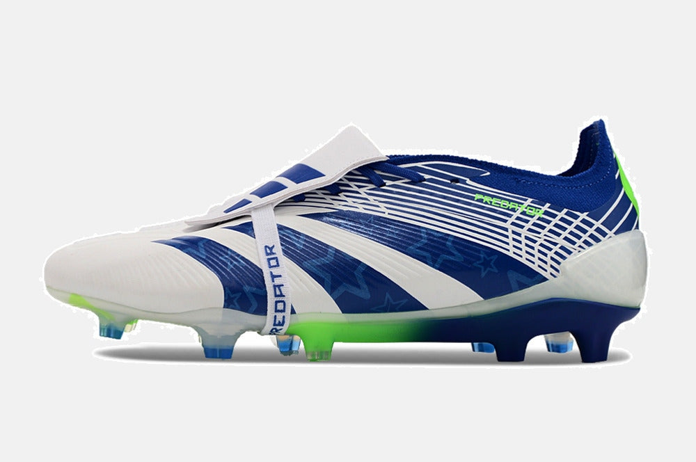 Chuteira Adidas Predator Elite Tongue FG - Branca e Azul