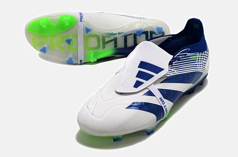 Chuteira Adidas Predator Elite Tongue FG - Branca e Azul