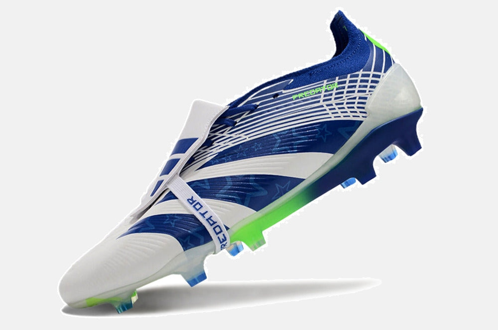 Chuteira Adidas Predator Elite Tongue FG - Branca e Azul