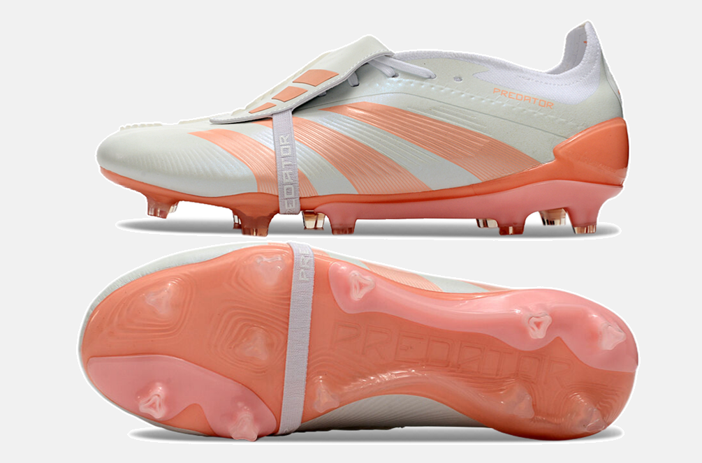 Chuteira Adidas Predator Elite Tongue FG - Branca e Salmão