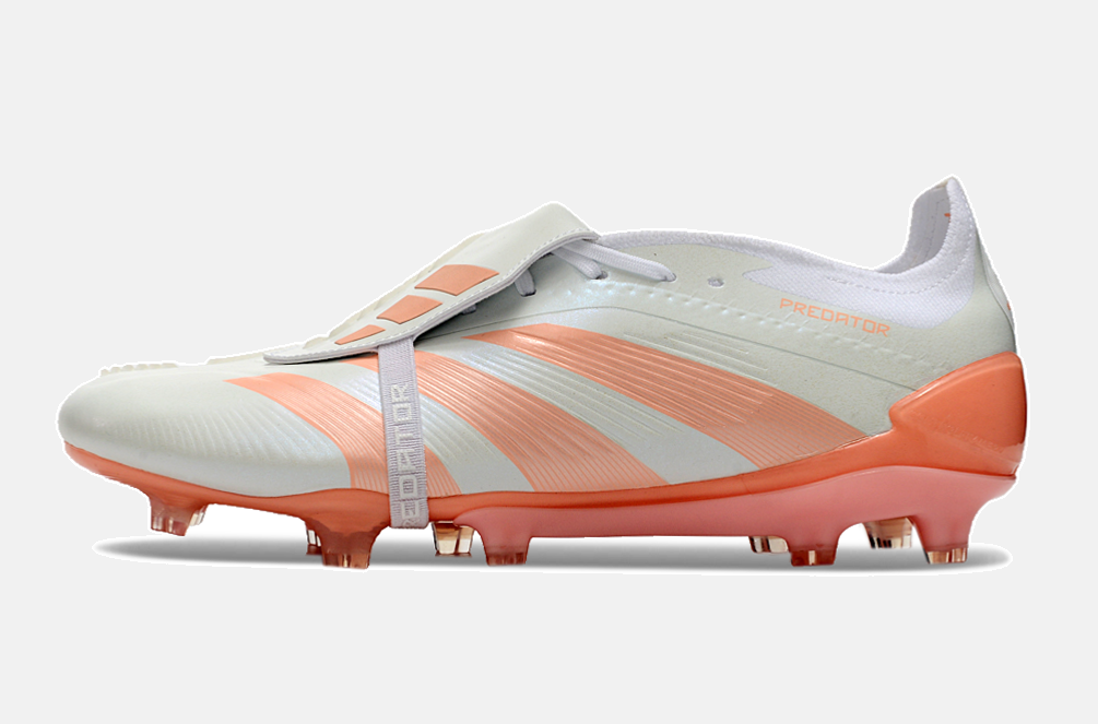 Chuteira Adidas Predator Elite Tongue FG - Branca e Salmão