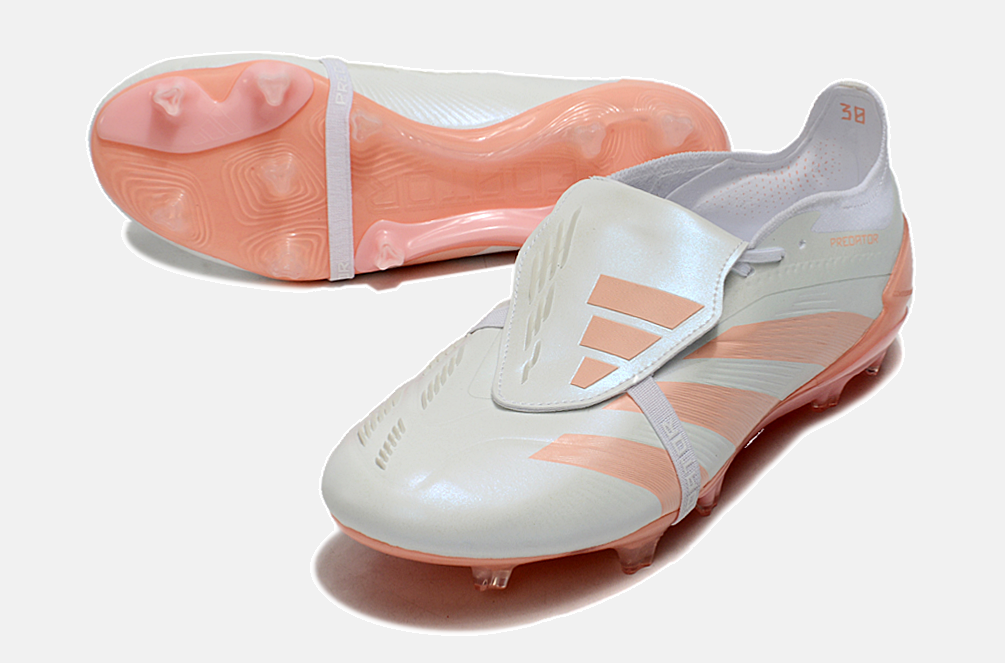 Chuteira Adidas Predator Elite Tongue FG - Branca e Salmão