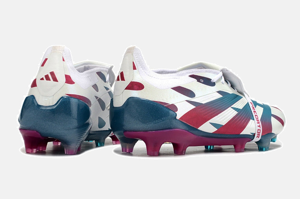 Chuteira Adidas Predator Elite Tongue FG - Branca, Rosa e Azul