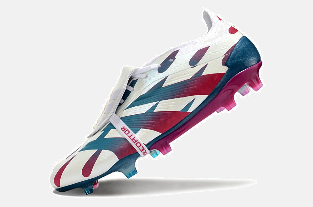 Chuteira Adidas Predator Elite Tongue FG - Branca, Rosa e Azul