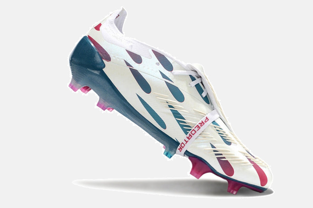 Chuteira Adidas Predator Elite Tongue FG - Branca, Rosa e Azul