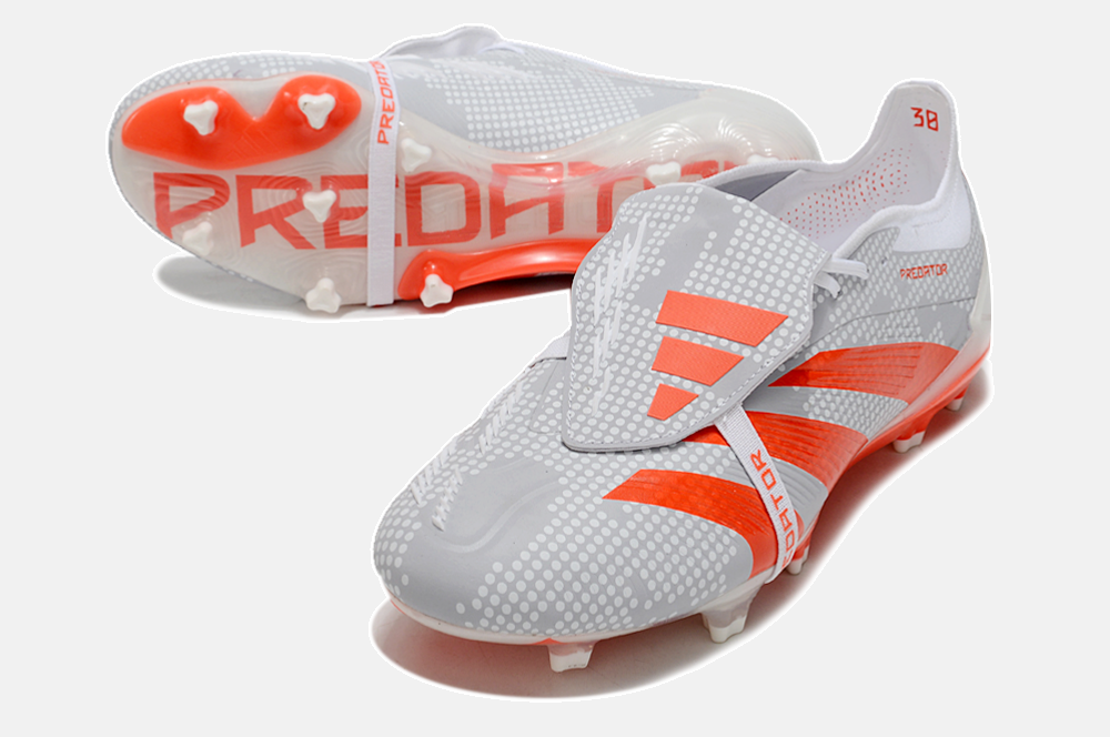 Chuteira Adidas Predator Elite Tongue FG - Cinza e Laranja