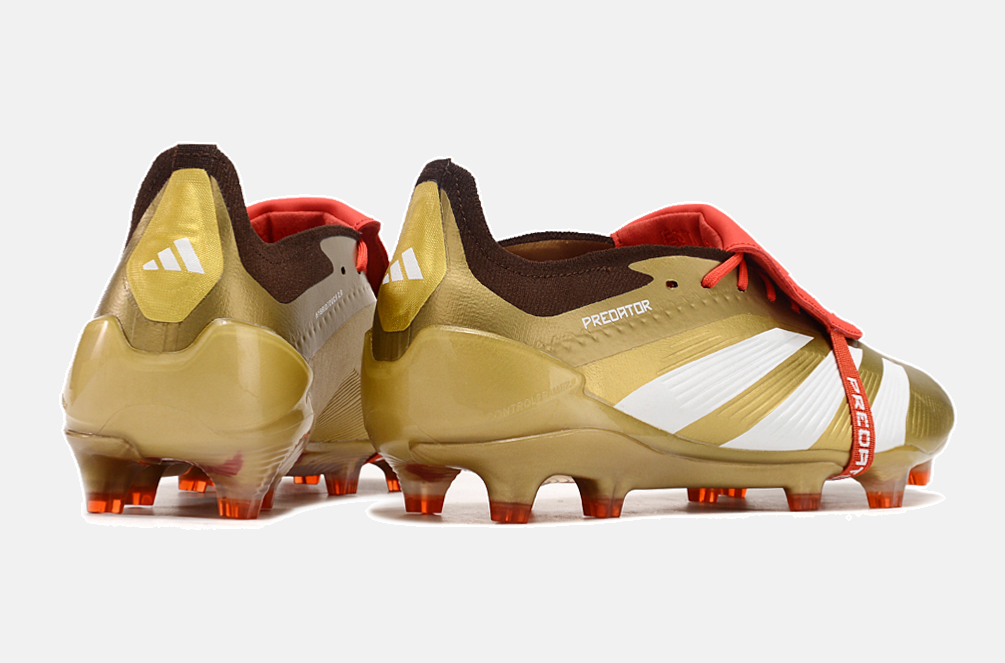 Chuteira Adidas Predator Elite Tongue FG - Dourada e Branca