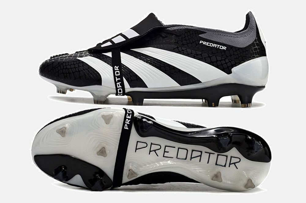 Chuteira Adidas Predator Elite Tongue FG - Preta e Branca
