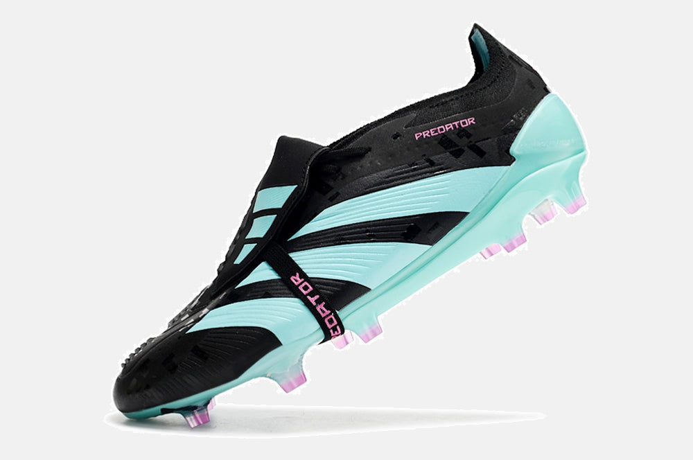 Chuteira Adidas Predator Elite Tongue FG - Preta e Ciano