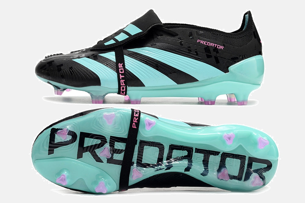 Chuteira Adidas Predator Elite Tongue FG - Preta e Ciano
