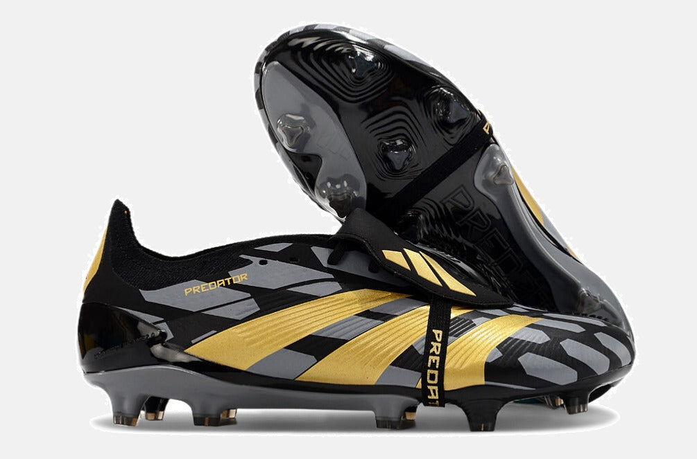 Chuteira Adidas Predator Elite Tongue FG - Preta e Dourada