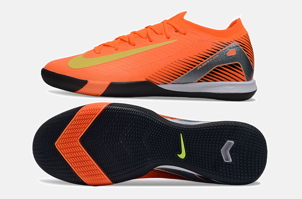Chuteira Futsal Nike Mercurial Air Zoom Vapor 16 IC -  Laranja, Preta e Verde - vista traseira