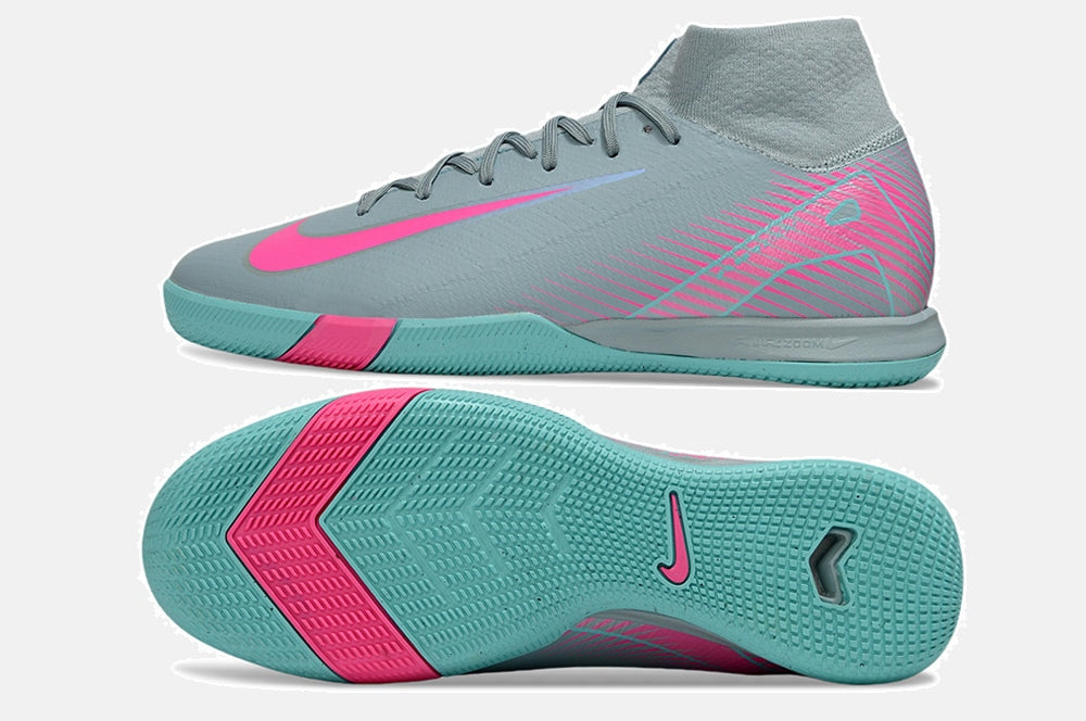 Chuteira Nike Air Zoom Mercurial Superfly 10 Elite  IC - Azul e Rosa - vista traseira