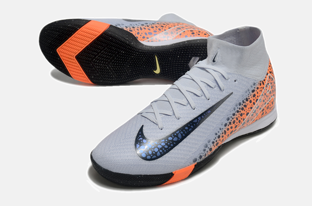 Chuteira Nike Air Zoom Mercurial Superfly 10 Elite  IC - Cinza, Laranja e Preta - detalhe
