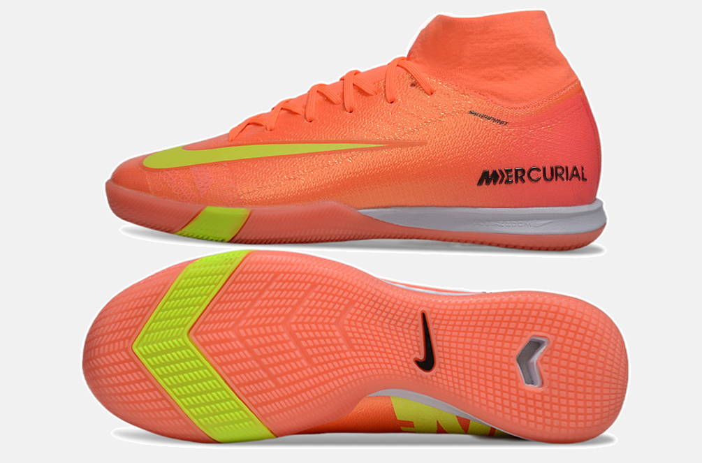 Chuteira Nike Air Zoom Mercurial Superfly 10 Elite  IC - Laranja e Verde - vista traseira