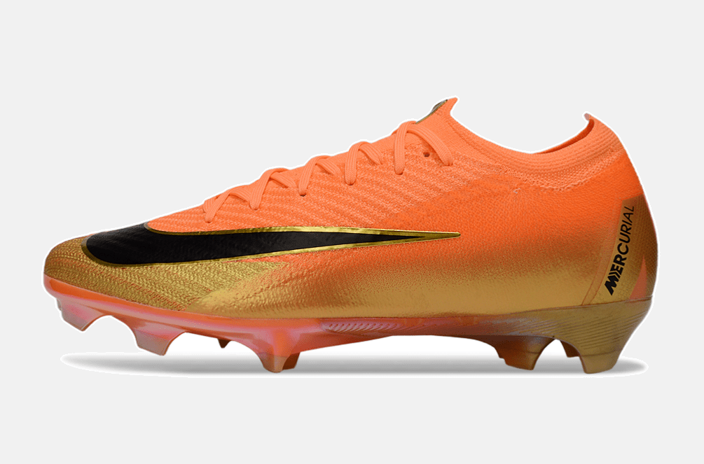 Chuteira Nike Air Zoom Mercurial Vapor 16 Déja Vu Elite FG - Laranja e Dourada - MAGNUM SPORT*