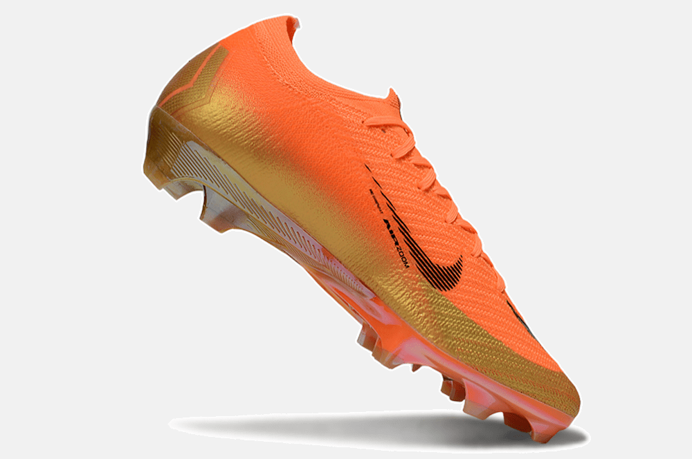 Chuteira Nike Air Zoom Mercurial Vapor 16 Déja Vu Elite FG - Laranja e Dourada - MAGNUM SPORT*