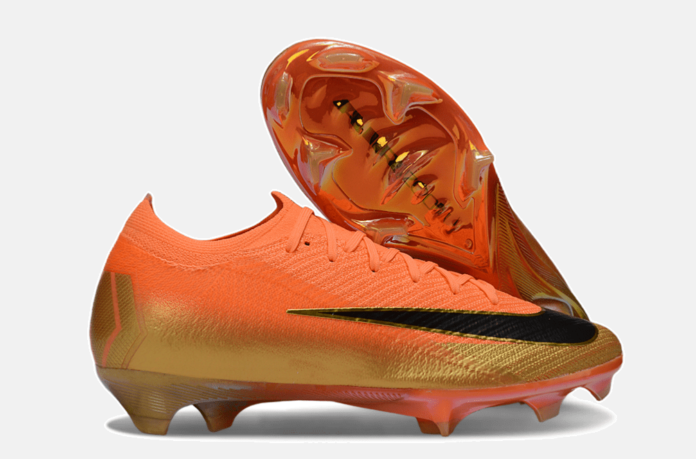 Chuteira Nike Air Zoom Mercurial Vapor 16 Déja Vu Elite FG - Laranja e Dourada - MAGNUM SPORT*