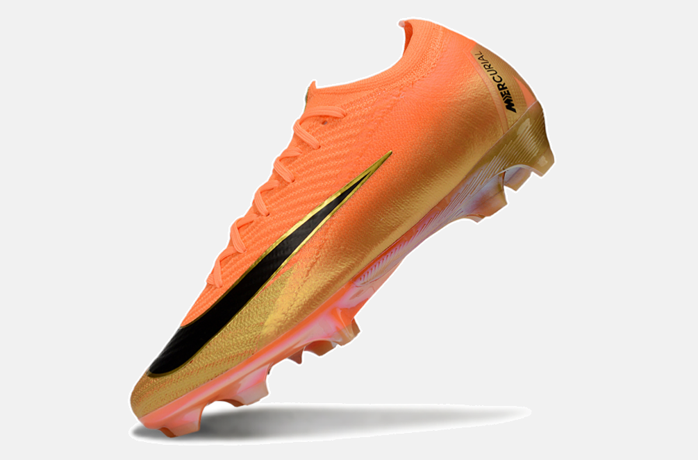 Chuteira Nike Air Zoom Mercurial Vapor 16 Déja Vu Elite FG - Laranja e Dourada