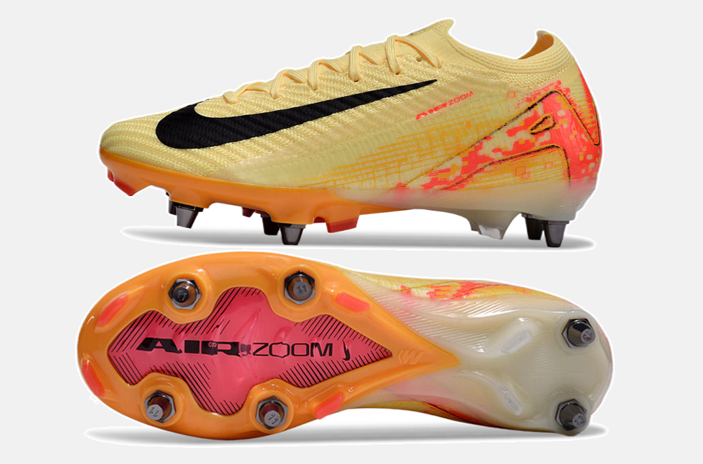 Chuteira Nike Air Zoom Mercurial Vapor 16 Elite SG - Amarela e Laranja - vista traseira