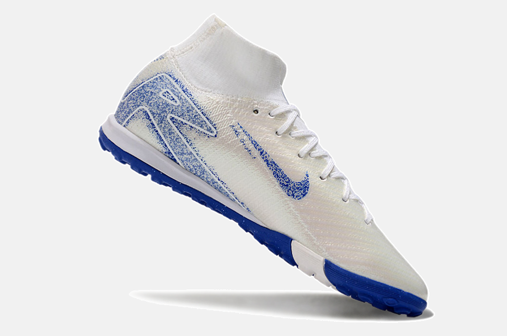Chuteira Society Nike Air Zoom Mercurial Superfly 10 Elite TF - Branca e Azul