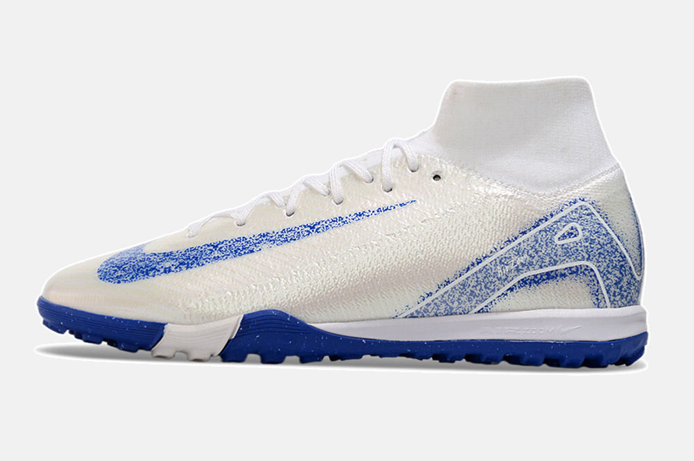 Chuteira Society Nike Air Zoom Mercurial Superfly 10 Elite TF - Branca e Azul