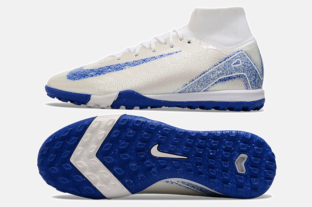 Chuteira Society Nike Air Zoom Mercurial Superfly 10 Elite TF - Branca e Azul