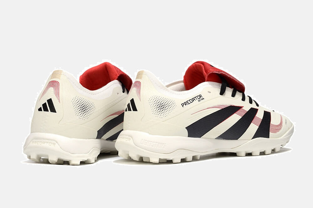 Chuteira Society Adidas Predator Elite Fold-Over Tongue TF - Begê, Preta e Vermelha