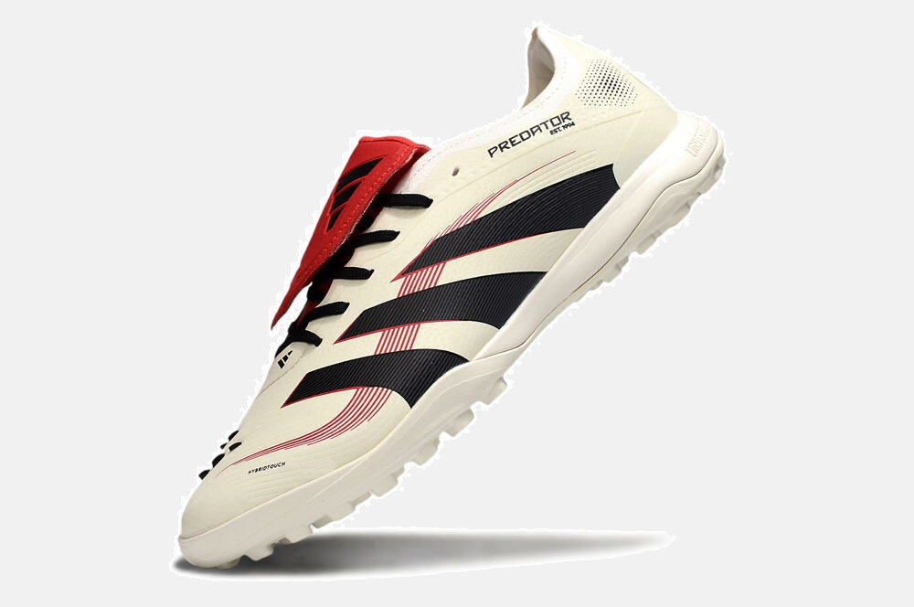 Chuteira Society Adidas Predator Elite Fold-Over Tongue TF - Begê, Preta e Vermelha