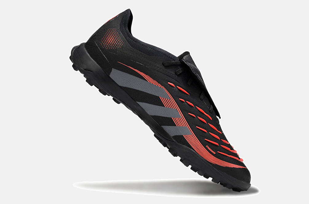Chuteira Society Adidas Predator Elite Fold-Over Tongue TF - Preta, Cinza e Vermelha