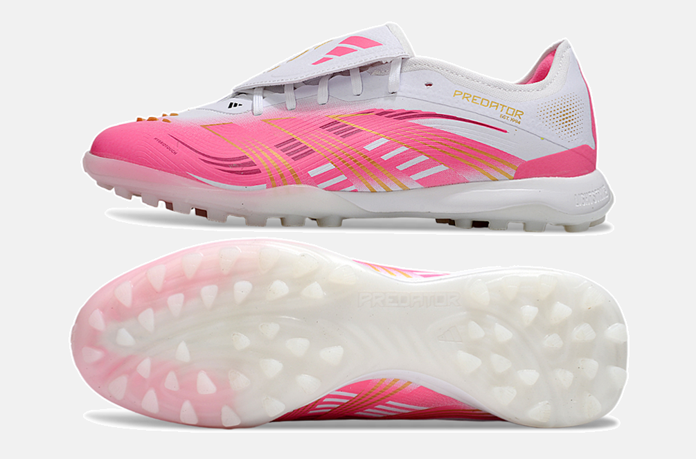 Chuteira Society Adidas Predator Elite Fold-Over Tongue TF - Branca e Rosa