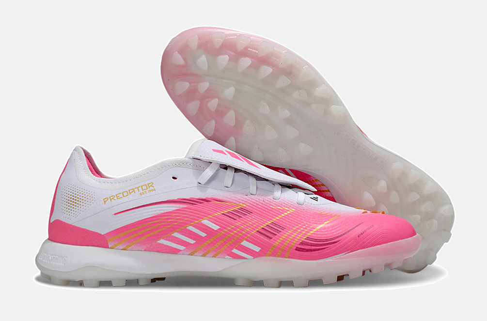 Chuteira Society Adidas Predator Elite Fold-Over Tongue TF - Branca e Rosa