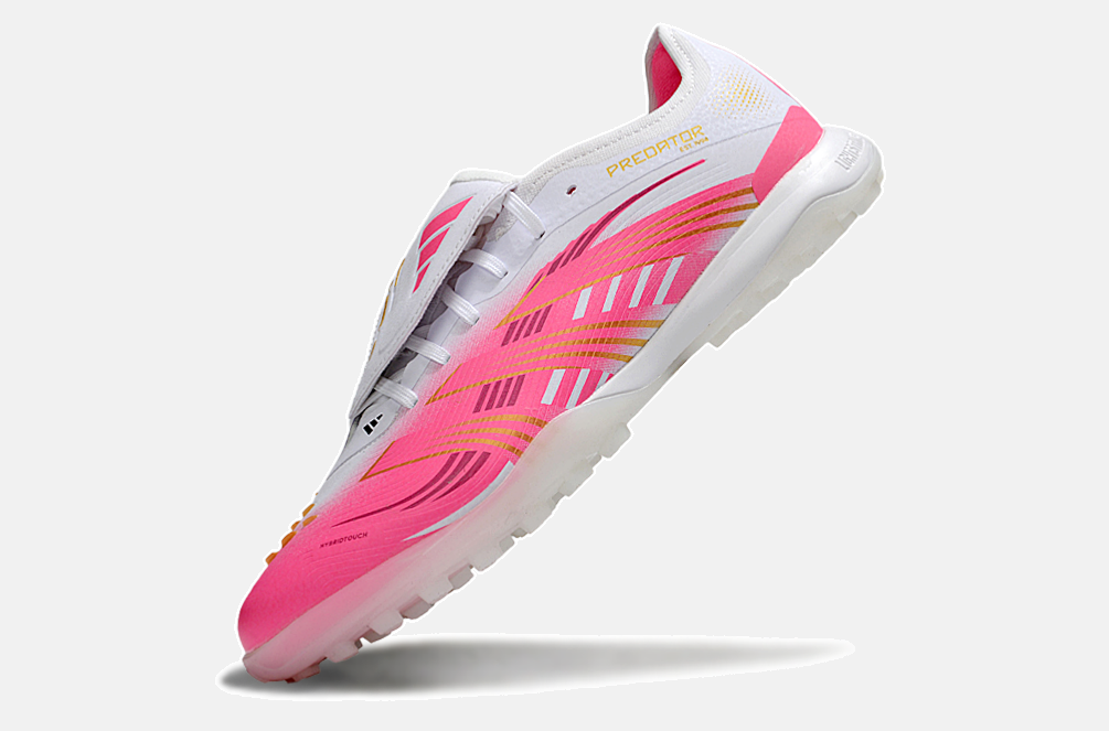 Chuteira Society Adidas Predator Elite Fold-Over Tongue TF - Branca e Rosa