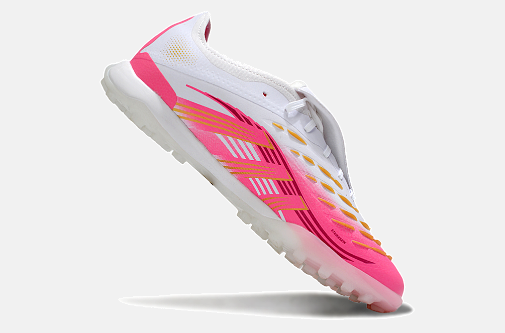 Chuteira Society Adidas Predator Elite Fold-Over Tongue TF - Branca e Rosa