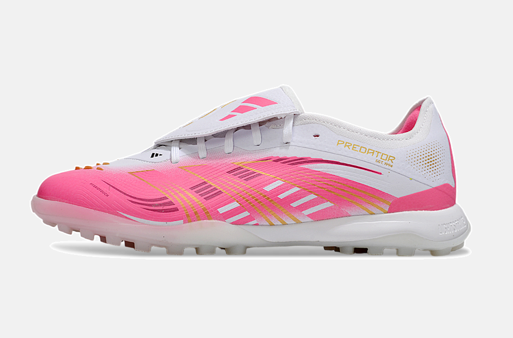 Chuteira Society Adidas Predator Elite Fold-Over Tongue TF - Branca e Rosa