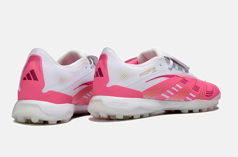 Chuteira Society Adidas Predator Elite Fold-Over Tongue TF - Branca e Rosa
