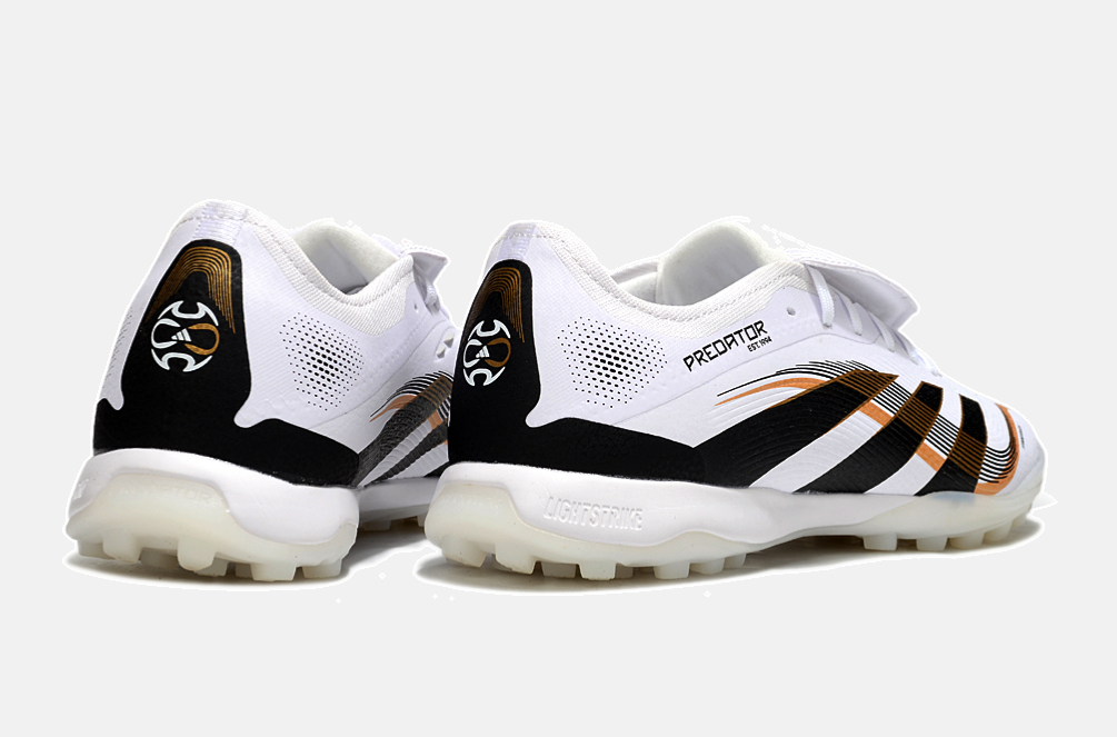 Chuteira Society Adidas Predator Elite Fold-Over Tongue TF - Branca, Preta e Dourada
