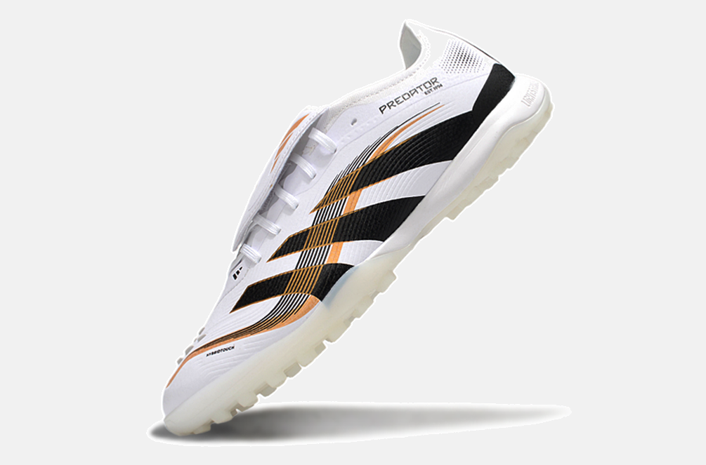 Chuteira Society Adidas Predator Elite Fold-Over Tongue TF - Branca, Preta e Dourada