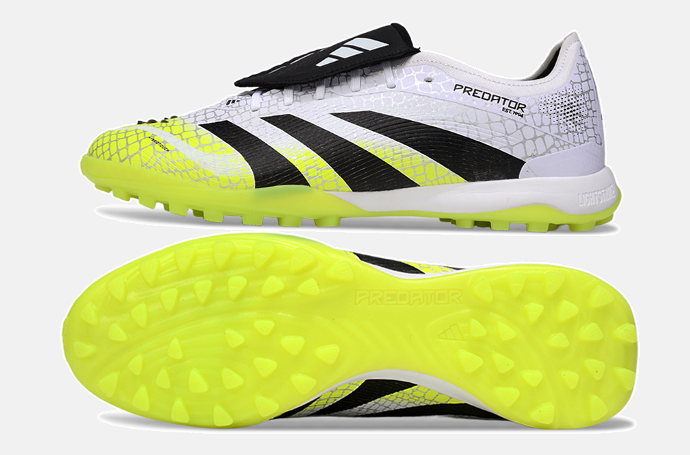 Chuteira Society Adidas Predator Elite Fold-Over Tongue TF - Branca, Preta e Verde