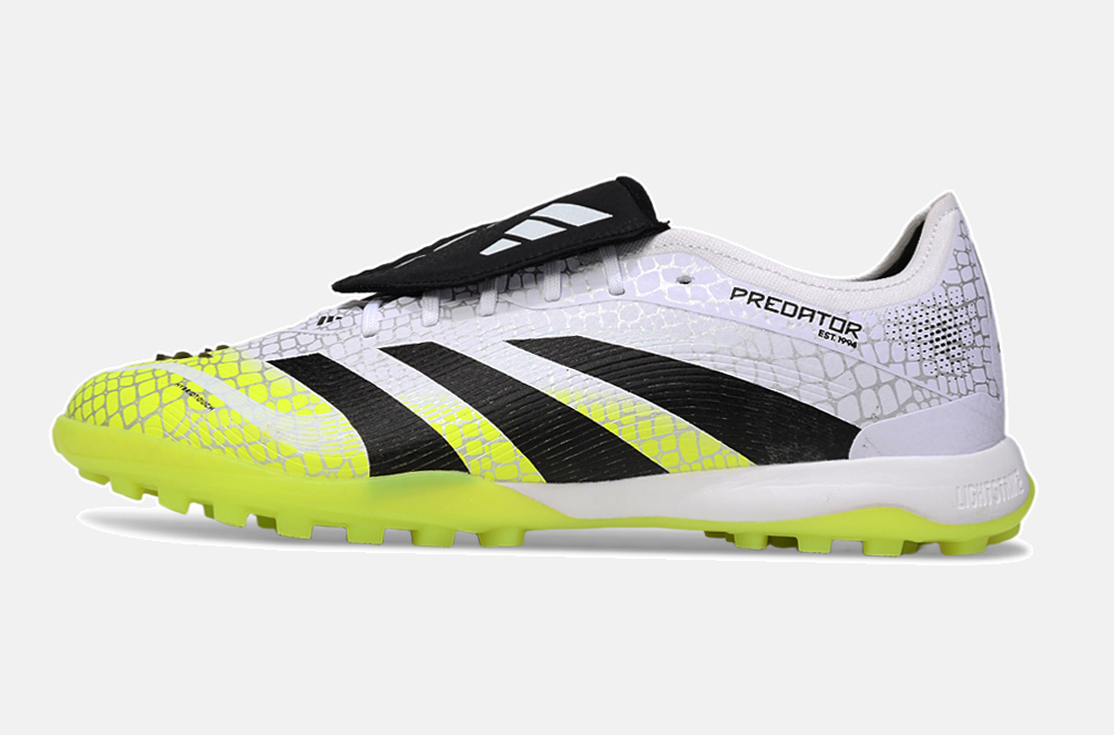 Chuteira Society Adidas Predator Elite Fold-Over Tongue TF - Branca, Preta e Verde