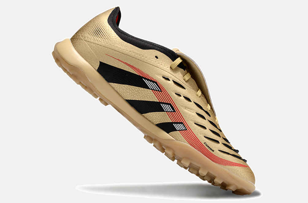 Chuteira Society Adidas Predator Elite Fold-Over Tongue TF - Dourada, Preta e Vermelha