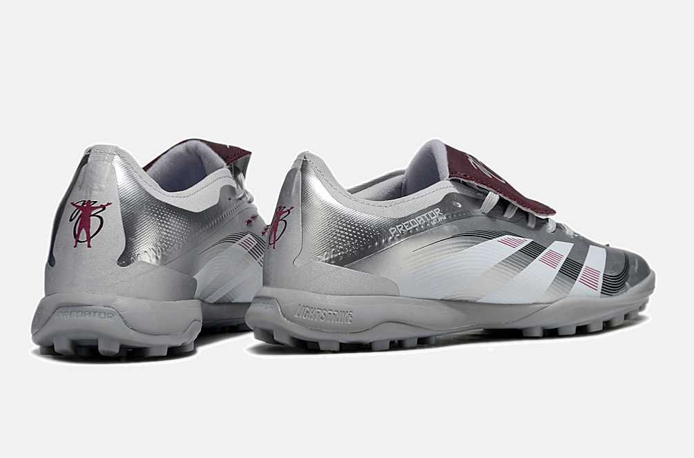 Chuteira Society Adidas Predator Elite Fold-Over Tongue TF - Prata, Branca e Vermelha