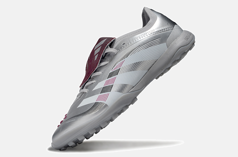 Chuteira Society Adidas Predator Elite Fold-Over Tongue TF - Prata, Branca e Vermelha